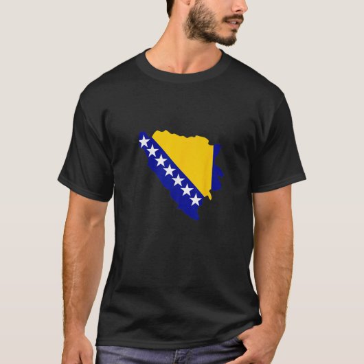 ボスニア・ヘルツェゴビナの地図国旗 Tシャツ (正面)