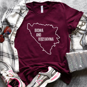 ボスニア・ヘルツェゴビナの地図Tシャツ国ライン Tシャツ