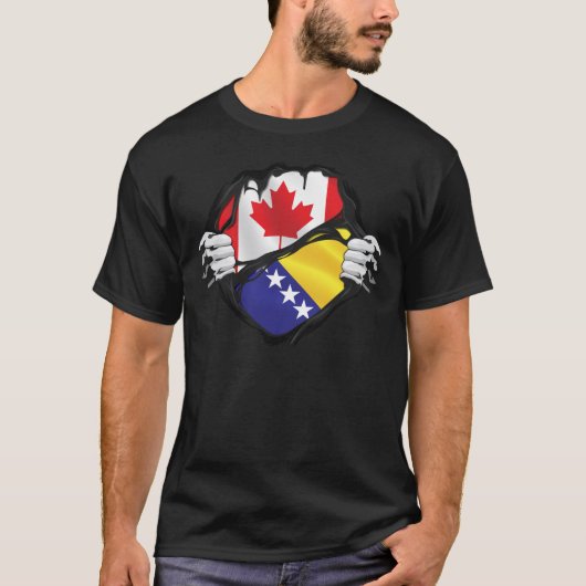 ボスニア・ヘルツェゴビナの手が根を裂いた Tシャツ (正面)