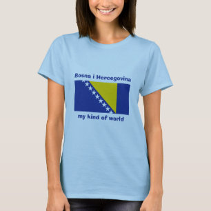 ボスニア・ヘルツェゴビナの旗+地図+テキストTシャツ Tシャツ