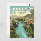 ボスニア・ヘルツェゴビナイラストレーショントラベルアート ポストカード (正面/裏面)