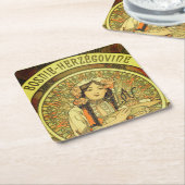 ボスニア・ヘルツェゴビナバイアルフォンスミュシャ1900 スクエアペーパーコースター (アングル)