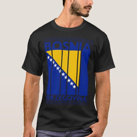 ボスニア・ヘルツェゴビナヴィンテージボスニア国旗 Tシャツ (正面)