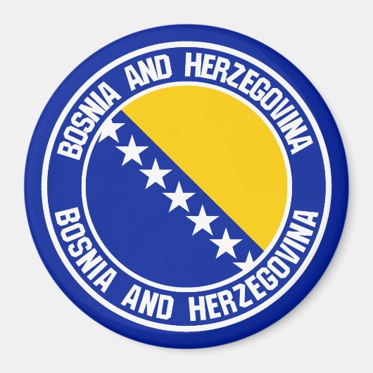 ボスニア・ヘルツェゴビナ丸エンブレム マグネット (正面)