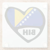 ボスニア・ヘルツェゴビナ国コード国旗ハートBIH ガラスコースター (裏面)