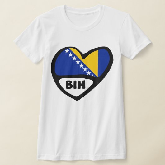 ボスニア・ヘルツェゴビナ国コード国旗ハートBIH Tシャツ (レイダウン)