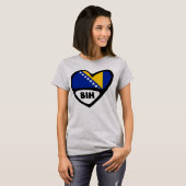 ボスニア・ヘルツェゴビナ国コード国旗ハートBIH Tシャツ (正面フル)