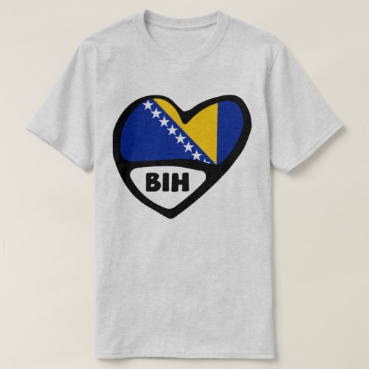 ボスニア・ヘルツェゴビナ国コード国旗ハートBIH Tシャツ (デザイン正面)