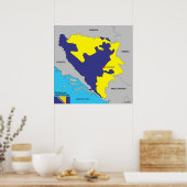 ボスニア・ヘルツェゴビナ国政治地図国旗 ポスター (キッチン)
