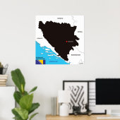 ボスニア・ヘルツェゴビナ国政治地図国旗 ポスター (ホームオフィス)