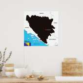 ボスニア・ヘルツェゴビナ国政治地図国旗 ポスター (キッチン)