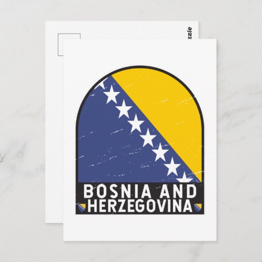 ボスニア・ヘルツェゴビナ国旗のエンブレム動揺して ポストカード (正面/裏面)