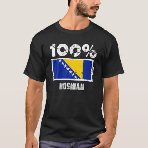 ボスニア・ヘルツェゴビナ国旗のサポート100ボスニア語Ba Tシャツ