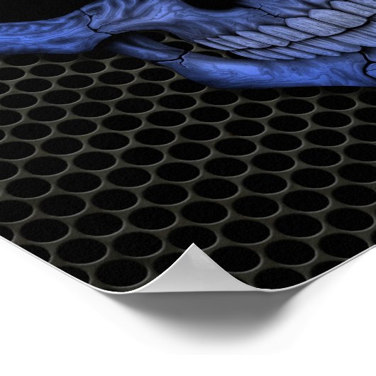 ボスニア – ヘルツェゴビナ国旗のスカル(鋼製メッシュ) ポスター (角)