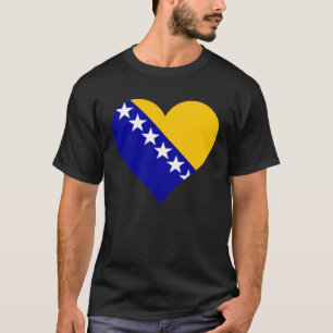 ボスニア・ヘルツェゴビナ国旗のハートラブ Tシャツ