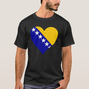 ボスニア・ヘルツェゴビナ国旗のハートラブ Tシャツ