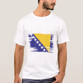 ボスニア・ヘルツェゴビナ国旗のブラシアート Tシャツ (正面)
