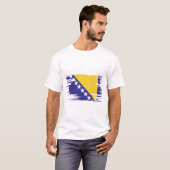 ボスニア・ヘルツェゴビナ国旗のブラシアート Tシャツ (正面フル)