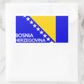 ボスニア・ヘルツェゴビナ国旗名文字 長方形シール (バッグ)