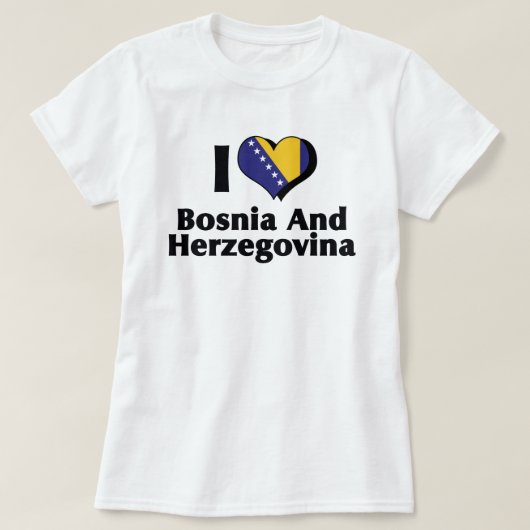 ボスニア・ヘルツェゴビナ国旗大好き Tシャツ (デザイン正面)