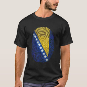 ボスニア・ヘルツェゴビナ国旗 指紋Tシャツ -  Tシャツ
