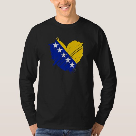 ボスニア・ヘルツェゴビナ国旗I loveボスニアDNA Gift Tシャツ (正面)