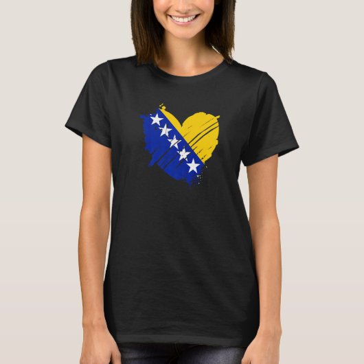 ボスニア・ヘルツェゴビナ国旗I loveボスニアDNA Gift Tシャツ (正面)