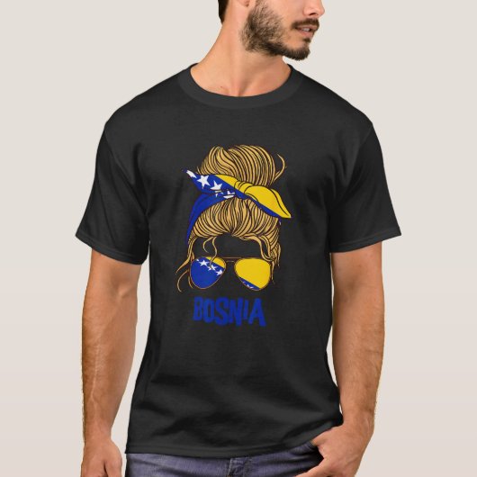 ボスニア・ヘルツェゴビナ女子ボスニア国旗W用 Tシャツ (正面)