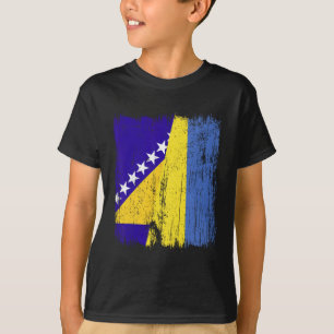 ボスニア・ヘルツェゴビナ ウクライナ ハーフフラグ Tシャツ