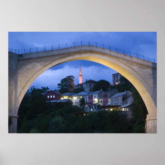 ボスニア・ヘルツェゴビナ – モスター。古い橋2 ポスター (正面)