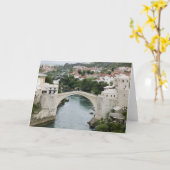 ボスニア·ヘルツェゴビナ(Mostar)古い橋 カード (黄色い花)