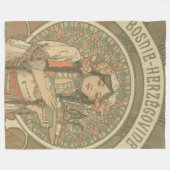 ボスニア・ヘルツェゴビナby Alphonseミュシャ(1900) フリースブランケット (正面(横))