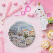 ボスニア・モスター – アクリル絵画街並み ペーパープレート (パーティー)