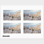 ボスニア・モスター – アクリル絵画街並み 長方形シール (シート)