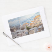 ボスニア・モスター – アクリル絵画街並み 長方形シール (封筒)
