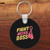 ボスピンクリボンボクシング乳がんのように闘う キーホルダー (正面)