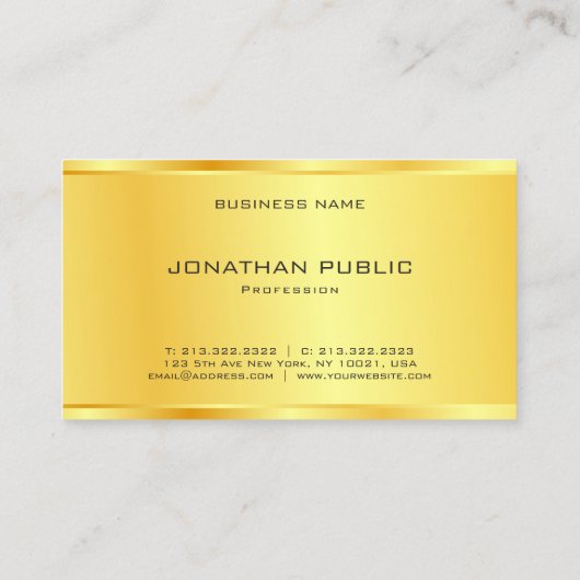 ボスフェイク金ゴールドモダンラグジュアリーテンプレートエレガント 名刺 (裏面)