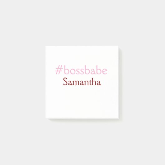 ボスベイビー ハッシュタグ ライトピンク 名前追加 ガールボス ポストイット (正面)