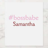 ボスベイビー ハッシュタグ ライトピンク 名前追加 ガールボス ワインラベル (シングルラベル)