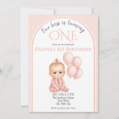 ボスベビーガール誕生日招待状ピンクパステル 招待状 (正面)