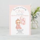 ボスベビーガール誕生日招待状ピンクパステル 招待状 (スタンド正面)