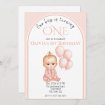 ボスベビーガール誕生日招待状ピンクパステル