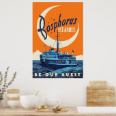 ボスポラス，イスタンブール，トルコ，帆船，ヴィンテージ ポスター (キッチン)