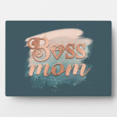 ボスマムトレンディー銅ティール（緑がかった色）水色タイポグラフィ  フォトプラーク (正面)