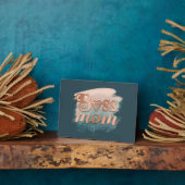 ボスマムトレンディー銅ティール（緑がかった色）水色タイポグラフィ  フォトプラーク (側面)