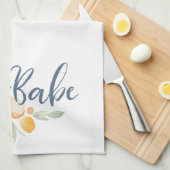 ボスモダンベブルーアンドピーチ キッチンタオル (四つ折り)