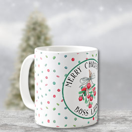 ボスラディー、クリスマス ミストルテトウ キャンディ パターン 11oz コーヒーマグカップ
