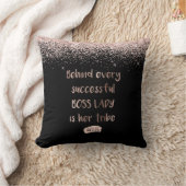 ボスレディやる気を起こさせるーバラ金ゴールドグリッターブラック クッション (ブランケット)