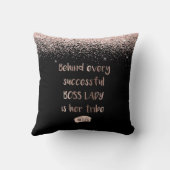 ボスレディやる気を起こさせるーバラ金ゴールドグリッターブラック クッション (裏面)
