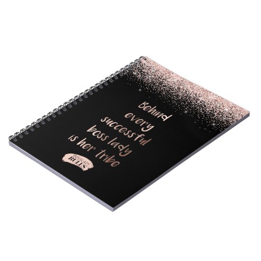 ボスレディやる気を起こさせるーバラ金ゴールドグリッターブラック ノートブック (左側)